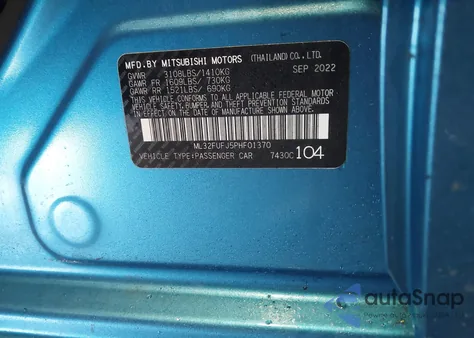 2023 Mitsubishi Mirage G4 Black Edition/Es/Le from USA, damaged, VIN ML32FUFJ5PHF01370